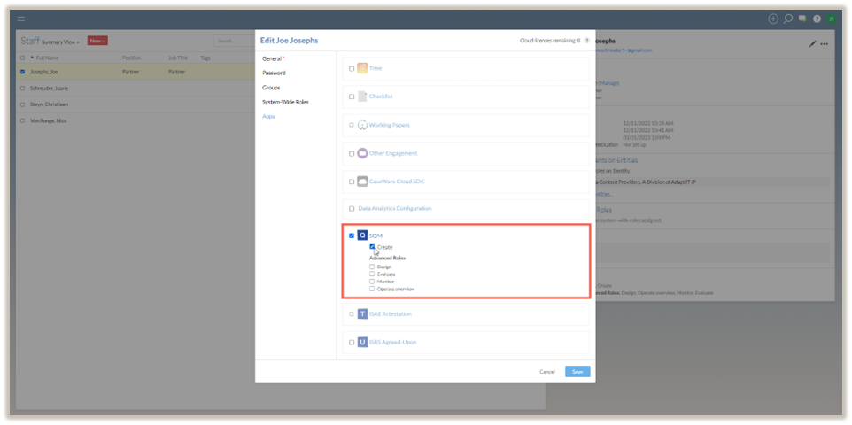 Select the relevant roles.